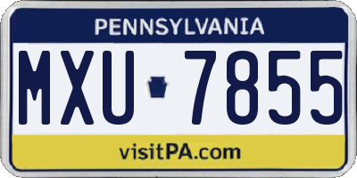 PA license plate MXU7855