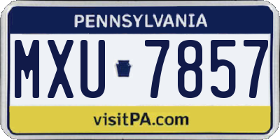 PA license plate MXU7857