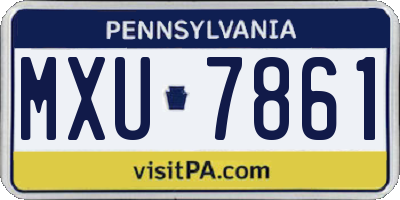 PA license plate MXU7861
