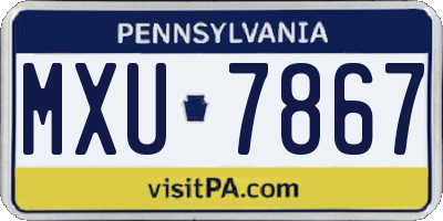 PA license plate MXU7867