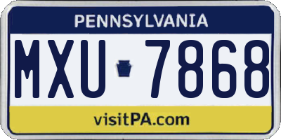 PA license plate MXU7868