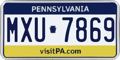 PA license plate MXU7869