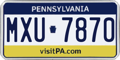 PA license plate MXU7870