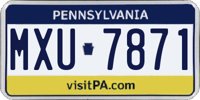 PA license plate MXU7871