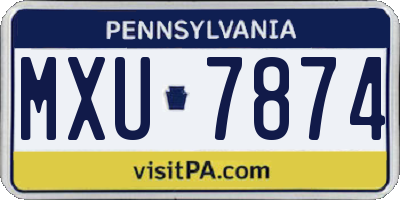 PA license plate MXU7874