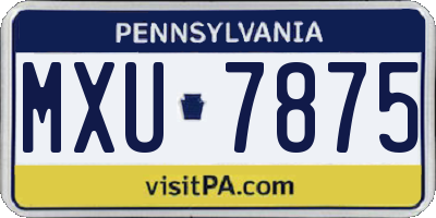 PA license plate MXU7875