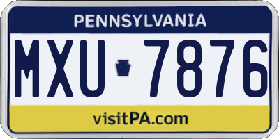 PA license plate MXU7876