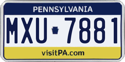PA license plate MXU7881