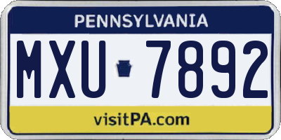 PA license plate MXU7892