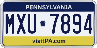 PA license plate MXU7894