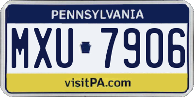PA license plate MXU7906