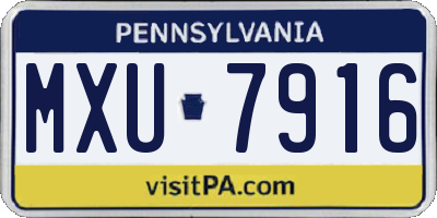 PA license plate MXU7916