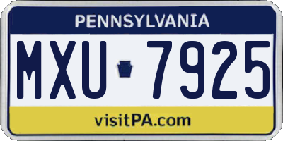 PA license plate MXU7925