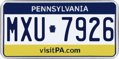 PA license plate MXU7926