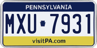 PA license plate MXU7931