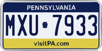 PA license plate MXU7933