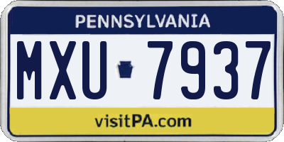 PA license plate MXU7937