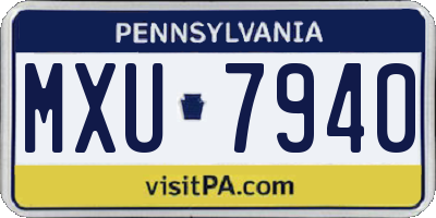PA license plate MXU7940