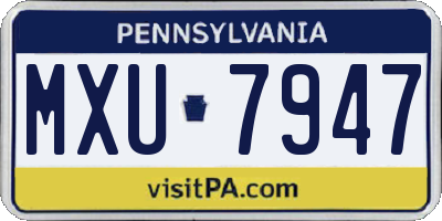 PA license plate MXU7947
