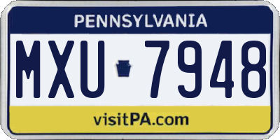 PA license plate MXU7948