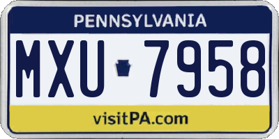PA license plate MXU7958
