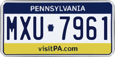 PA license plate MXU7961