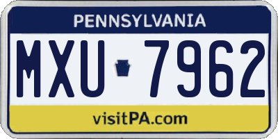 PA license plate MXU7962