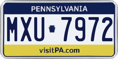 PA license plate MXU7972