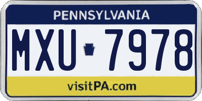 PA license plate MXU7978