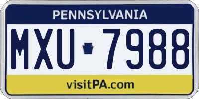 PA license plate MXU7988