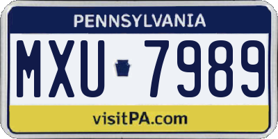PA license plate MXU7989