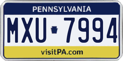 PA license plate MXU7994