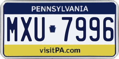 PA license plate MXU7996