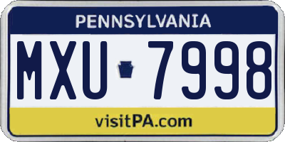 PA license plate MXU7998