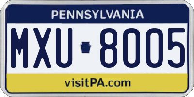 PA license plate MXU8005