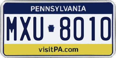 PA license plate MXU8010