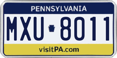 PA license plate MXU8011