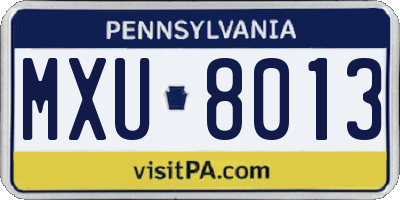 PA license plate MXU8013