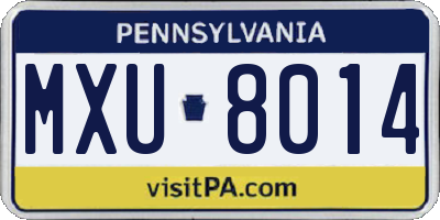 PA license plate MXU8014