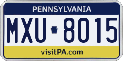 PA license plate MXU8015