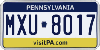 PA license plate MXU8017