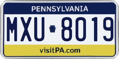 PA license plate MXU8019
