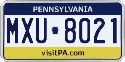 PA license plate MXU8021