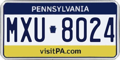 PA license plate MXU8024