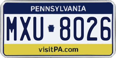 PA license plate MXU8026