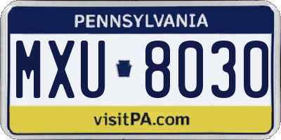 PA license plate MXU8030