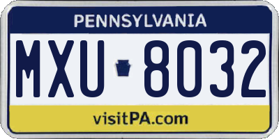 PA license plate MXU8032