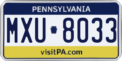 PA license plate MXU8033