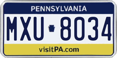 PA license plate MXU8034