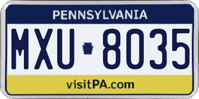 PA license plate MXU8035